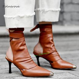 Dress Shoes Sexy Patchwork Sandals Ankle Strap Pump Pointed Toe Thin High Heel Genuine Leather Party Runway For Wome Mature Retro