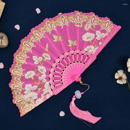 Decorative Figurines Tassel Folding Fan For Wedding Elegant Chinese Silk Floral Butterfly Fans Weddings Parties Dances Luxury Handheld