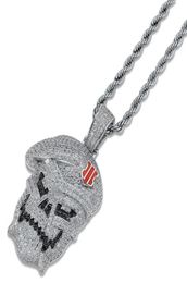 Hip Hop Jewelry Micro Pave Black Ops Skeleton Skull Pendant Necklaces Silver Cubic Zircon Iced Out Zircon Jewelry Male Gift6822568