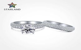 Wind S925 Sterling Silver eternal wedding ring women039s super flash simulation set ring7755538