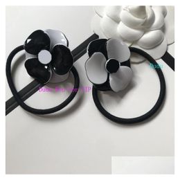 Party Favour Classic Camellia Hair Tie Fashion Accessories Collection Item Acrylic Rope Gift With Paper Card Drop Delivery Home Garden Otk9H