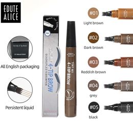 5 Color Eyebrow Pen Waterproof 4 Fork Tip Brows Tattoo Pencil Long Lasting Natural Dark Brown Liquid Eye Brow4781153