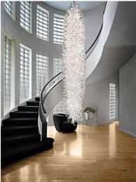 Very Long Pendant Lamps Custom Transparent Color Villa Staircase Engineering Project LED Hanging Lamp 12 meters Hand Blown Glass Chandelier Lighting