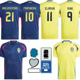 Euro Cup 2024 Soccer Sweden Jerseys 1 OLSEN 11 ELANGA 6 AUGUSTINSSON 10 IBRAHIMOVIC 7 CLAESSON 24 NILSSON THELIN 17 GYOKERES Football Shirt Kits National Team