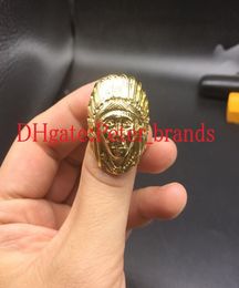 Gold Plated fashion Stainless Steel ring Exaggerated King Face RING Women Men boy Bling Gothic Indian Head Rings Hip Hop rappers J7380464