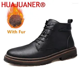 Boots Winter Men's Waterproof Short Ankle Footwear Men High Top Shoes Mid Calf Boot Autumn Lace-Up Fashion