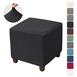 Chair Covers Elastic Jacquard Ottoman Cover Solid Colour Stool Square Footrest All-inclusive Anti Slip Footstool Slipcovers