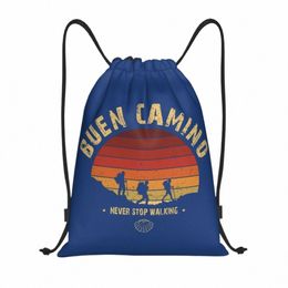 hiking The Camino De Santiago Vintage Badge Drawstring Backpack Women Men Gym Sport Sackpack Foldable Shop Bag Sack b5wl#