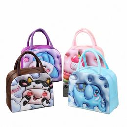 carto Animal Pattern Lunch Bag Thickened Handheld Large Capacity Bento Bag 57ek#