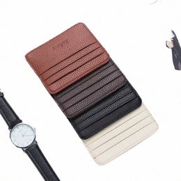 minimalist Wallet Busin Bank Credit ID Card Holder for Men Women Purse Ultra Thin Mini Mey Case PU Leather Card Cover Pouch J8D8#