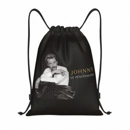 johnny Hallyday Rock Drawstring Bag Women Men Portable Gym Sports Sackpack French France Singer Training Backpacks a5qo#