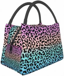 high Capacity Colorful Leopard Lunch Bag Women Insulated Portable Reusable Waterproof Cute Lunch Bags for Teen Girls Lunch Boxes T8iD#