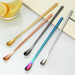 Spoons 50pcs 304 Stainless Steel Japanese Long Handle Stirring Spoon Coffee Dessert Ice Bar Cocktail Rod