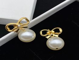 Designer Bow Tie Earring Stud For Womens Jewellery Hoop Earrings Fashion Pearl Gold Earrings Mens Luxury Earring Studs Gift 2207123D7673798