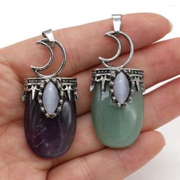 Pendant Necklaces Charmming Natural Stone Amethysts Green Aventurine Agate DIY For Jewellery Making Earring Accessories 22x45mm