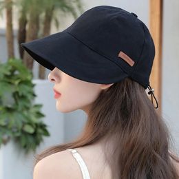 Foldable Wide Brim Sun Hat Drawstring Adjustable Caps for Men Women Beach Hats Summer Quickdrying Visors Fisherman Cap 240403