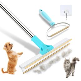 Pet Hair Remover Set Carpet Rake for Removal Adjustable Long Handle Cat Dog Broom Reusable Fur Lint 240415