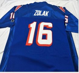 Men Blue white Scott Zolak 16 Team Issued 1990 Game Worn RETRO College Jersey size s5XL or custom any name or number jersey6219656