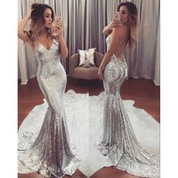 Bling Sequined Mermaid Promes Prom Tic