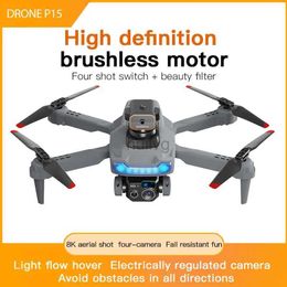 Drones P15 Drone HD Camera 4K Real-time Aerial Photography Obstacle Avoidance Aircraft Optical Flow Fixed Height Foldable Quadcopter 24416