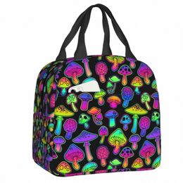 psychedelic Magic Mushrooms Lunch Bag for Women Resuable Cooler Thermal Insulated Bento Box Work School Travel Picnic Food Tote 65wx#