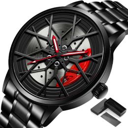 Watches Quartz Watches for Men Waterproof Vacuum Plating Stainless Leather Strap Car Wheel Rim Hub Sport Automatic Luminous Wristwatch