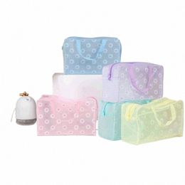 5 Colours Make Up Organiser Bag Toiletry Bathing Storage Bag Women Waterproof Transparent Floral PVC Travel Cosmetic Bag A6Ik#