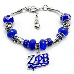 Strand ZETA PHI BETA Sorority Society Jewellery Enamel Letter Pendant Murano Rhinestone Bead Original Bracelet Banglejewelry