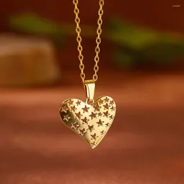 Pendant Necklaces Gold Colour Dainty Heart Stainless Steel For Women Non-fading Accessories Jewellery Gifts