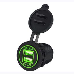 12/24V Dual USB Port Car Charger Motorcycle 5V 4.2A Charger Socket Waterproof Fast Quick Charge Adapter for Vehicle Boat Truck