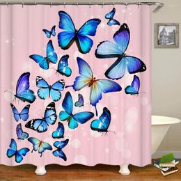 Shower Curtains 3d Bathroom Beautiful Butterfly Waterproof With 12 Hooks Home Decoration Washable Fabric Bath Screen