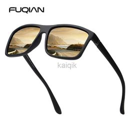 Sunglasses Classic Black Square Polarized Sunglasses Men Fashion Mirror Blue Sun Glasses Unisex Vintage Anti Glare Driving Shades UV400 240416