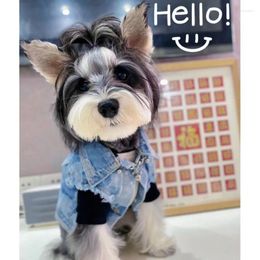 Dog Apparel Fashion Denim Jacket Clothes Sleeveless Cute Small Clothing Cat Retro Outfits Autumn Schnauzer Pet Products