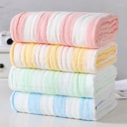 Towel Cotton Baby Blanket Born Swaddle Children Bath Yarn Dyed Colour Stripe Diapers Class 6 Layer Combed Gauze Soft Quilt