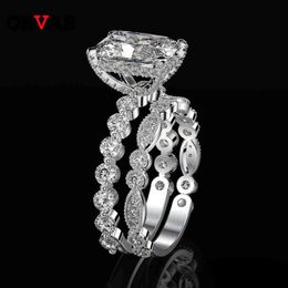 OEVAS 100% 925 Sterling Silver Wedding Rings Set For Women Sparking Created Moissanite Gemstone Diamonds Engagement Fine Jewelry162T