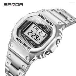 Wristwatches SANDA Luxury Fashion G Style Men's Sports Watches LED Digital Watch Men Casual Waterproof Wristwatch Steel Clock Relogio