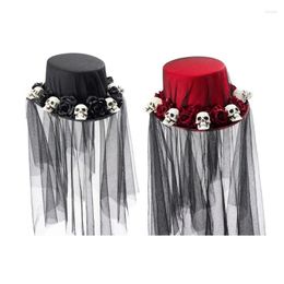 Berets Gothic Top Hat With Cover Skull Rose For Male Female Shows Stage