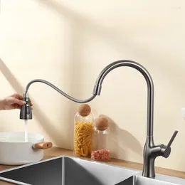 Kitchen Faucets Pull Out Sink Faucet Cold Water Mixer Tap 3 Function Stream Sprayer Single Handle Brass Rotatable
