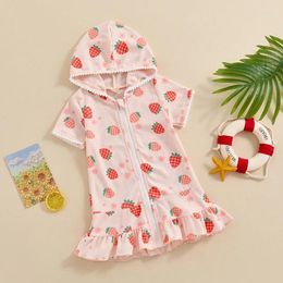 Girl Dresses Kid Girls Swim Cover Up Hooded Zip-Up Terry Swimsuit Coverup Towel Bathing Suit Bathrobe Pool Beach Robe Dress