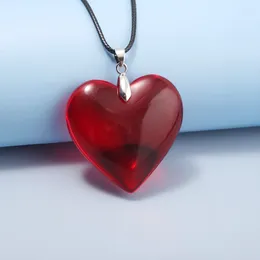 Pendant Necklaces Fashion Red Crystal Heart Shape Metal Beach Sexy Women Necklace Valentine's Day Jewelry Gift