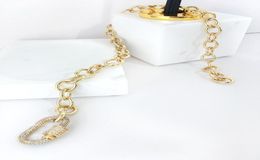 Chokers Monlansher Gold ColorChunky Chain Carabiner Necklace Micro Paving CZ Stone Necklaces For Women Minimalist 20212468069