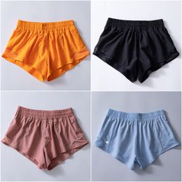 LL301 Hotty Hot Womens Yoga Outfits Lined Shorts High Waist Shorts Exercise Short Pants Fitness Wear Girls Running Elastic Adult Pants Sportswear