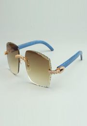 Bouquet diamonds sunglasses 3524014 with natural blue wooden legs and 58mm cut lenses5662710