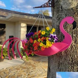 Planters & Pots 1 Pc Metal Flower Pot Exquisite Flying Bird Shape Rust-Proof Colorf Parrot Flamingo Hanging Planter Birthday Gift 2403 Dhrjs