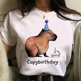 Women's T Shirts Capybara T-shirt Funny Capy Birthday Graphic Women Casual Vintage T-shirts Cute Cartoon Print Streetwear Short Sleeve Tees