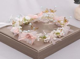 Hair Clips Barrettes Romantic Women Headband Sweet Butterfly Flower Fairy Wreath Hairband Party Headpiece Bridal Wedding Jewelry2322940