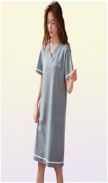 Women039s Sleepwear Shortsleeved Cotton Night Gowns Summer Soild Nightgowns Home Wear Lady Sleep Lounge Sleeping Dress M3XL9667605