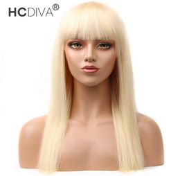 613 Blonde Bob Wigs Transparent Short Bang Human Hair Bob Wigs Brazilian Straight Body Waav Remy Hair 150 Density 6324611