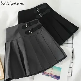 Skirts Preppy Style Pleated Women Skirt High Waist A-line Summer Jupe Sweet Saia Fashion Black Mini 2024 Faldas Mujer De Moda