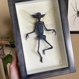 Gothic home decor Mummified fairy Fairy skeleton Witchy decor Fairy specimen Statue Picture Frames Display Painting 240409